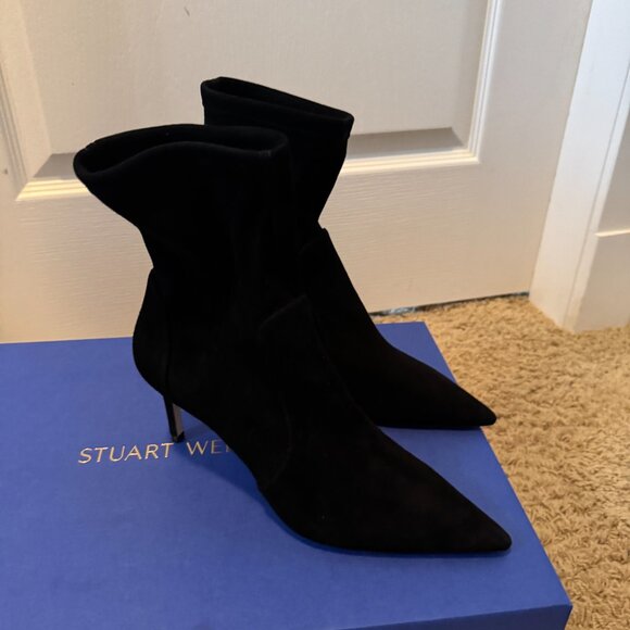 Stuart Weitzman black suede Stuart 75 stretch bootie - Picture 5 of 10
